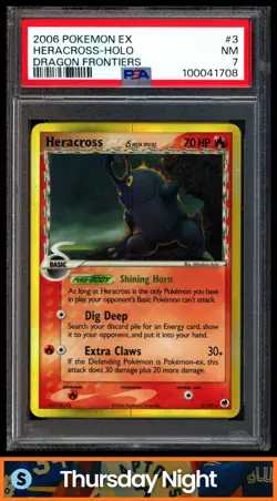 2006 POKEMON EX DRAGON FRONTIERS #3/101 HERACROSS HOLO PSA 7 - Image 1