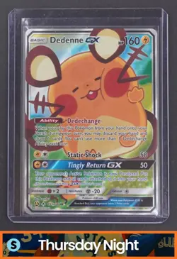 2019 POKEMON SUN & MOON UNBROKEN BONDS #195A/214 DEDENNE GX PROMOS FULL ART - Image 1