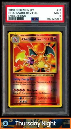2016 POKEMON XY EVOLUTIONS #11/108 CHARIZARD REVERSE FOIL PSA 9 - Image 1
