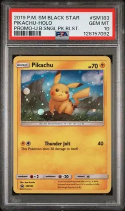 2019 POKEMON SM BLACK STAR PROMO #SM183 PIKACHU-HOLO PSA 10 - Image 1