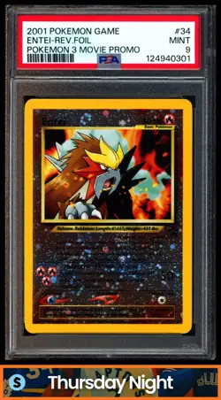 2001 POKEMON GAME 3 MOVIE PROMO #34 ENTEI REVERSE FOIL HOLO PSA 9 - Image 1