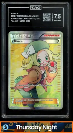 2012 POKEMON B&W BOUNDARIES CROSSED #147/149 BIANCA FULL ART ULTRA RARE TAG 7.5 - Image 1