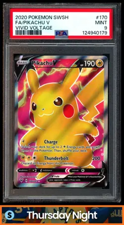 2020 POKEMON SWORD & SHIELD VIVID VOLTAGE #170/185 PIKACHU V FULL ART PSA 9 - Image 1