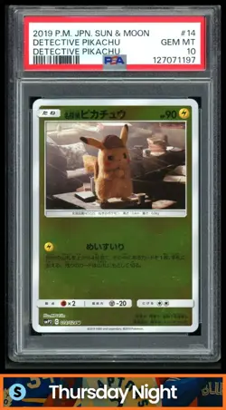 2019 POKEMON SUN & MOON (JAPANESE) #014/024 DETECTIVE PIKACHU PSA 10 - Image 1