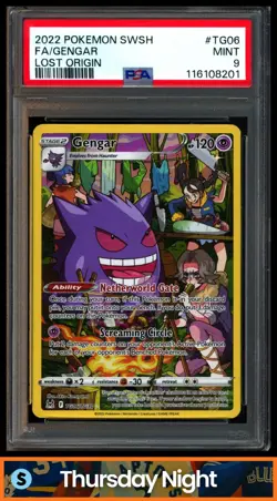 2022 POKEMON SWSH LOST ORIGIN #TG06/TG30 GENGAR FULL ART TRAINER GALLERY PSA 9 - Image 1