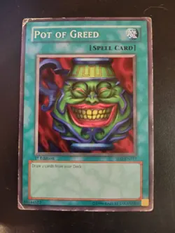 YuGiOh Pot of Greed - SD2-EN017 - Common - 1st Edition - Damaged - Image 1