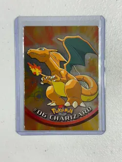 CHARIZARD #06 HOLO FOIL POKEMON TOPPS SERIES 1 CARD BLUE LABEL - DMG/CREASED - Image 1