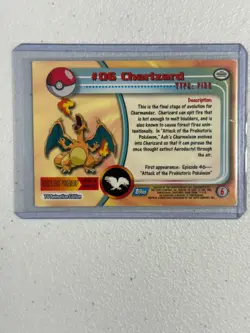 CHARIZARD #06 HOLO FOIL POKEMON TOPPS SERIES 1 CARD BLUE LABEL - DMG/CREASED - Image 2