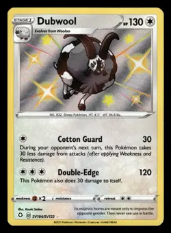 Dubwool SV104/SV122 Shiny Holo Rare Shining Fates Pokemon Card - Image 1