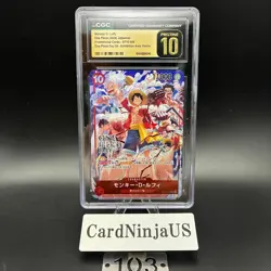CGC PRISTINE 10 MONKEY D. LUFFY ONE PIECE DAY PROMO CARD #ST10-006 - Image 1