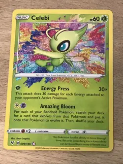 Celebi 009/185 Swsh04: Vivid Voltage Holo Amazing Rare Pokemon TCG Card - Image 1