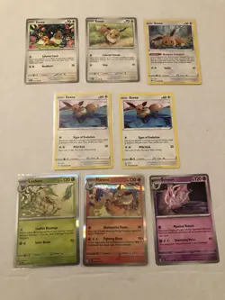 Lot Of 8 Eevee Leafeon Sylveon Espeon Flareon Pokemon Cards - Image 1