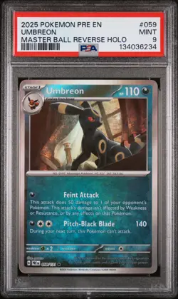 Umbreon 059/108 Master Ball Reverse Holo Pokemon PSA 9 - Image 1
