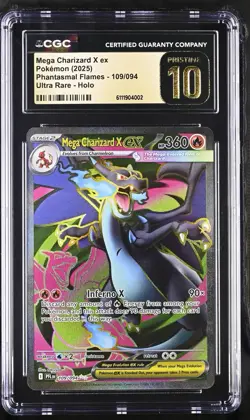 CGC Pristine 10 Mega Charizard X ex 109/094 Full Art Pokemon Phantasmal Flames - Image 1