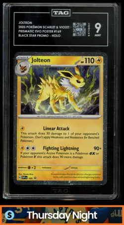 2025 POKEMON SV PRISMATIC EVOLUTIONS - PRE EN #169 JOLTEON HOLO PROMOS TAG 9 - Image 1