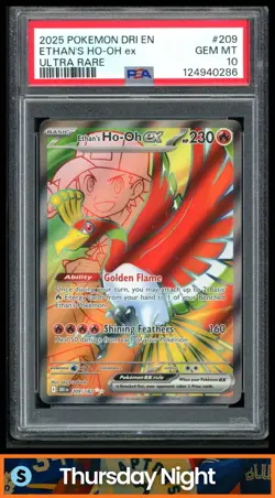 2025 POKEMON SV - DRI EN #209/182 ETHAN'S HO-OH EX ULTRA RARE PSA 10 - Image 1