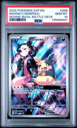 2025 POKEMON SVP EN-SV BLACK STAR PROMO #206 MARNIE'S MORPEKO PSA 10 - Image 1