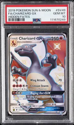 2019 POKEMON SUN & MOON HIDDEN FATES #SV49 FULL ART/CHARIZARD GX PSA 10 - Image 1