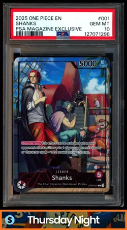 2025 ONE PIECE EN #OP09-001 SHANKS PSA MAGAZINE EXCLUSIVE PSA 10 - Image 1