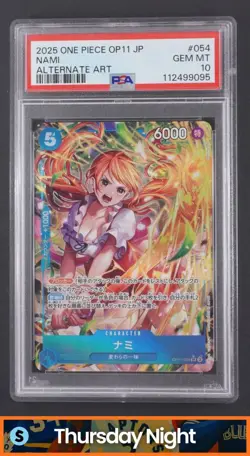 2025 ONE PIECE JAPANESE #OP11-054 NAMI ALTERNATE ART PSA 10 - Image 1