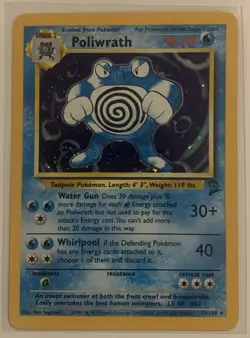Poliwrath 15/130 Base Set 2 Holo Unlimited Holo Rare Pokemon Card 1999 WOTC NM - Image 1