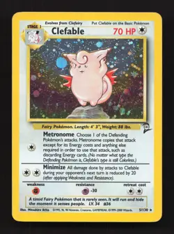 Clefable 5/130 Holo Rare Base Set 2 MP Pokemon Card - Image 1