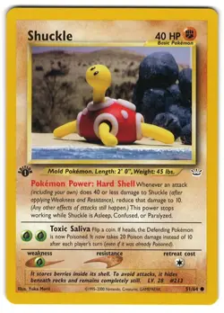 1ST EDITION POKEMON SHUCKLE 51/64 NEO REVELATION POKEMON Card - NEAR MINT MINT - Image 1