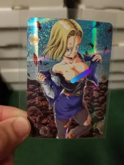 ANDROID 18 DRAGON BALL GLITTER FOIL WAIFU ANIME CARD - Image 1