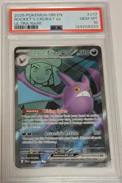 PSA 10 Team Rocket's Crobat ex 217/182 Pokemon Destined Rivals Ultra Rare GEM MT - Image 1