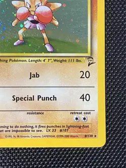 Hitmonchan 8/130 2000 Pokemon Base Set 2 Holo LP/NM - Image 4