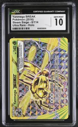 Pokemon CGC GEM MINT 10 Yanmega BREAK 8/114 - Steam Siege, 2016 - Image 1