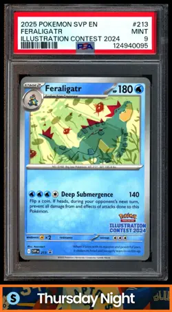 2025 POKEMON SV BSP - SVP EN #213 FERALIGATR ILLUSTRATION CONTEST 2024 PSA 9 - Image 1
