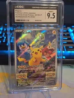 💎🔥 Pikachu 001/SV-P Pokemon 2022 Scarlet Violet Promo Preorder Certified 9.5 - Image 1