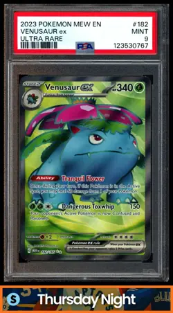 2023 POKEMON SV 151 - MEW EN #182/165 VENUSAUR EX ULTRA RARE PSA 9 - Image 1