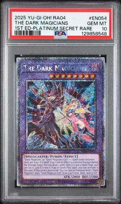 2025 Yu-Gi-Oh! RA04 The Dark Magicians Platinum Secret Rare PSA 10 - Image 1