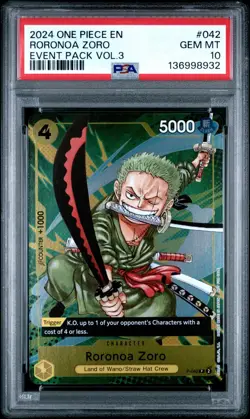 2024 ONE PIECE P-042 CHAMPIONSHIP EVENT PACK VOL 3 PROMO RORONOA ZORO PSA 10 - Image 1