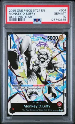 One Piece ST21-001 Monkey D Luffy Gear 5 Starter Deck 21 Alt Art Parallel PSA 10 - Image 1