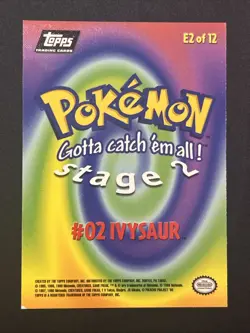 1999 Topps Pokemon Card TV Animation Edition #02 Ivysaur E2 of 12 Black Logo - Image 2