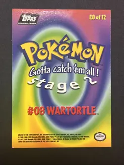 1999 Pokemon Topps #08 Stage 2 E8 of 12 Wartortle Card Black Logo Pokemon - Image 2