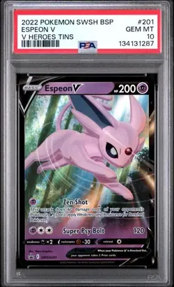 2022 Pokemon PSA 10 SWSH201 #201 Espeon V Black Star Promo Card, Sword & Shield - Image 1