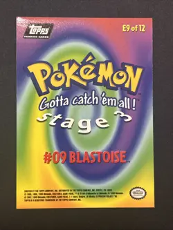 Pokemon Card Blastoise Topps The First Movie E9 of 12 Stage 3 Black Logo - Image 2