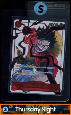 2025 ONE PIECE PROMO CARDS: MONKEY.D.LUFFY (ST01-012) 3RD ANNIVERSARY WINNER - Image 1