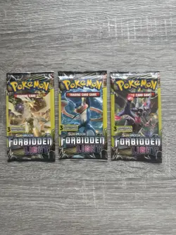 3x Pokemon Sun & Moon Forbidden Light 3 Card Booster Pack 2018 Unweighed - Image 1