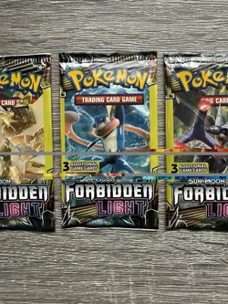 3x Pokemon Sun & Moon Forbidden Light 3 Card Booster Pack 2018 Unweighed - Image 3