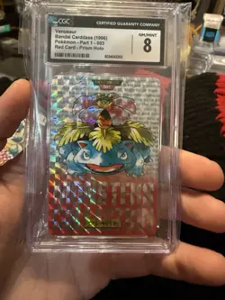 1996 Venusaur #3 Red Prism Carddass Vending Bandai Japanese Pokemon CGC 8 - Image 1