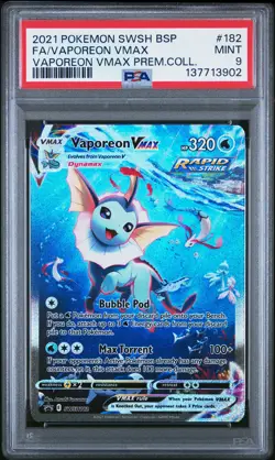 2021 Pokemon Swsh Black Star Promo #182 Fa/Vaporeon Vmax Vaporeon Vmax PSA 9 - Image 1