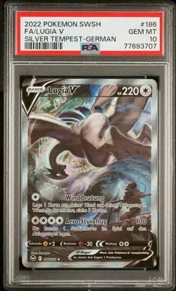 Pokemon TCG Lugia V 186 Silberne Sturmwinde PSA 10 Deutsch - Image 1
