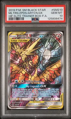 2019 Pokemon SM Promo Moltres Zapdos & Articuno GX Full Art #SM210 PSA 10 - Image 1