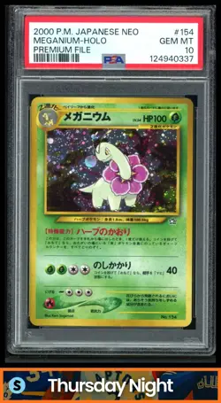 2000 POKEMON JAPANESE NEO - PREMIUM FILE #154 MEGANIUM HOLO RARE PSA 10 GEM MINT - Image 1