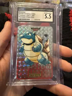 Pkm Pocket Monsters Blastoise No.009 Bandai Carddass RED 1996 Jp CGC 5.5 Prism - Image 1